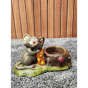 Vintage Chalkware Mouse with Cheese Tealight Candle Holder